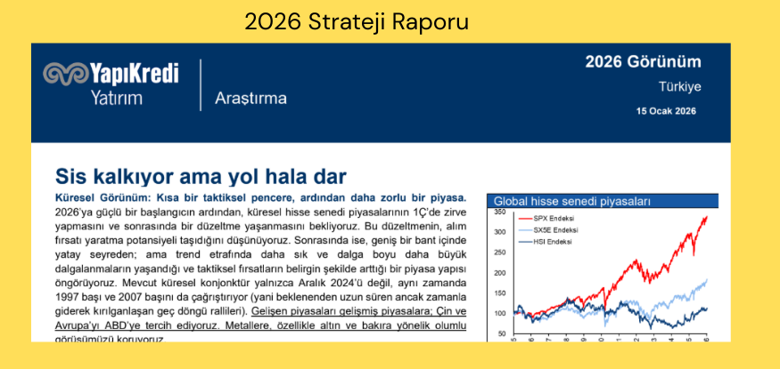 Yapı Kredi Yatırım 2026 Strateji raporunu açıkladı...Detaylar strateji raporlar bölümünde...